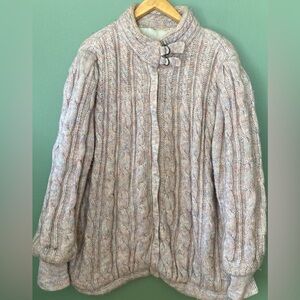 Womens Sz L Uzzi cable knit hooded thick zip up warm business casual jacket